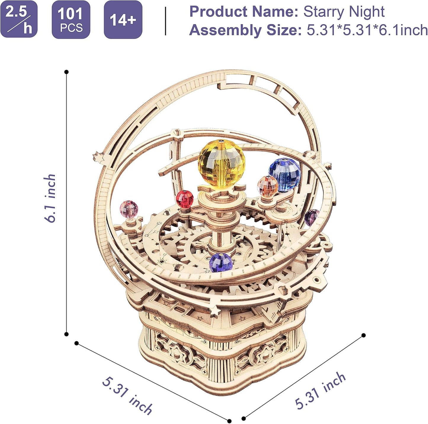 DIY 3D Wooden Puzzles - Starry Night Music Box Kit