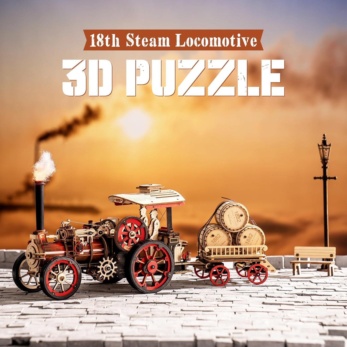 DIY 3D Wooden Assembly Puzzles- Electric Vintage Car Steam Engine Model Kits
