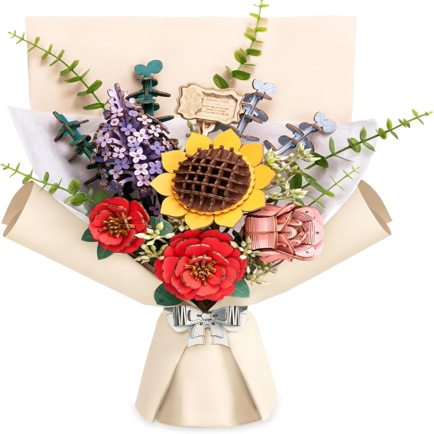 DIY 3D Wooden Puzzles - Flower Bouquet Building Kit Toy