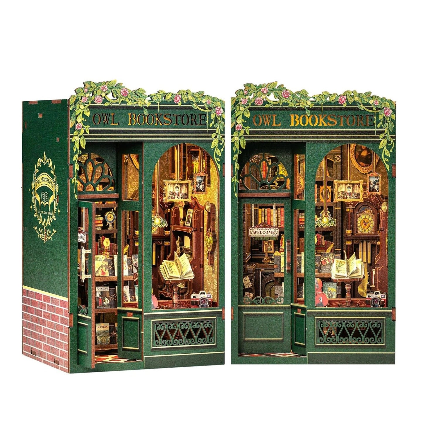 DIY Miniature House Book Nook Kit with LED Light-OWL Bookstore