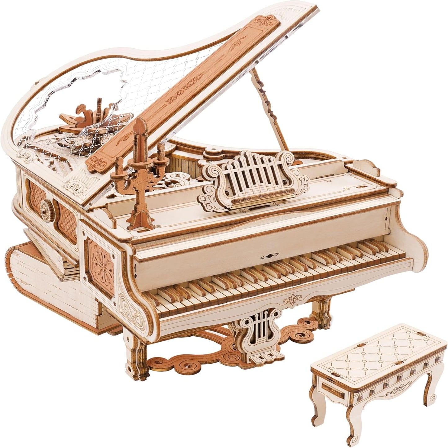 3D Wooden Puzzles- Piano Wooden Music Box Model Kit