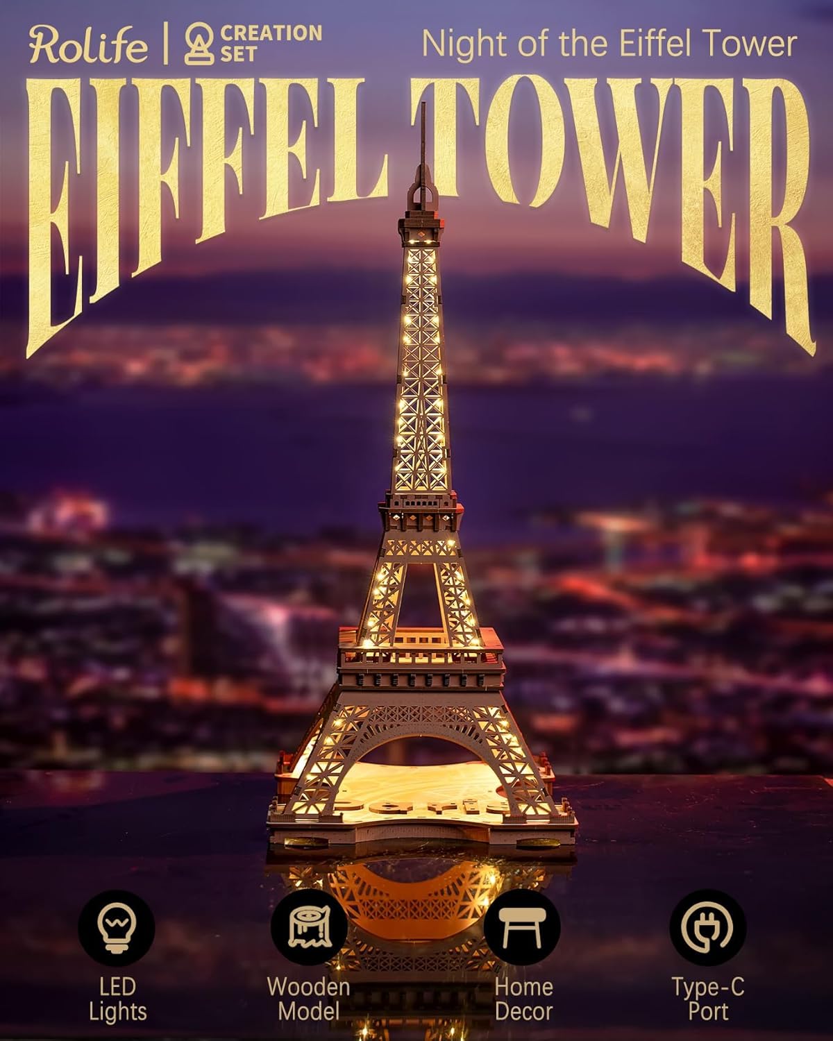 3D Wooden Puzzles - Large Eiffel Tower