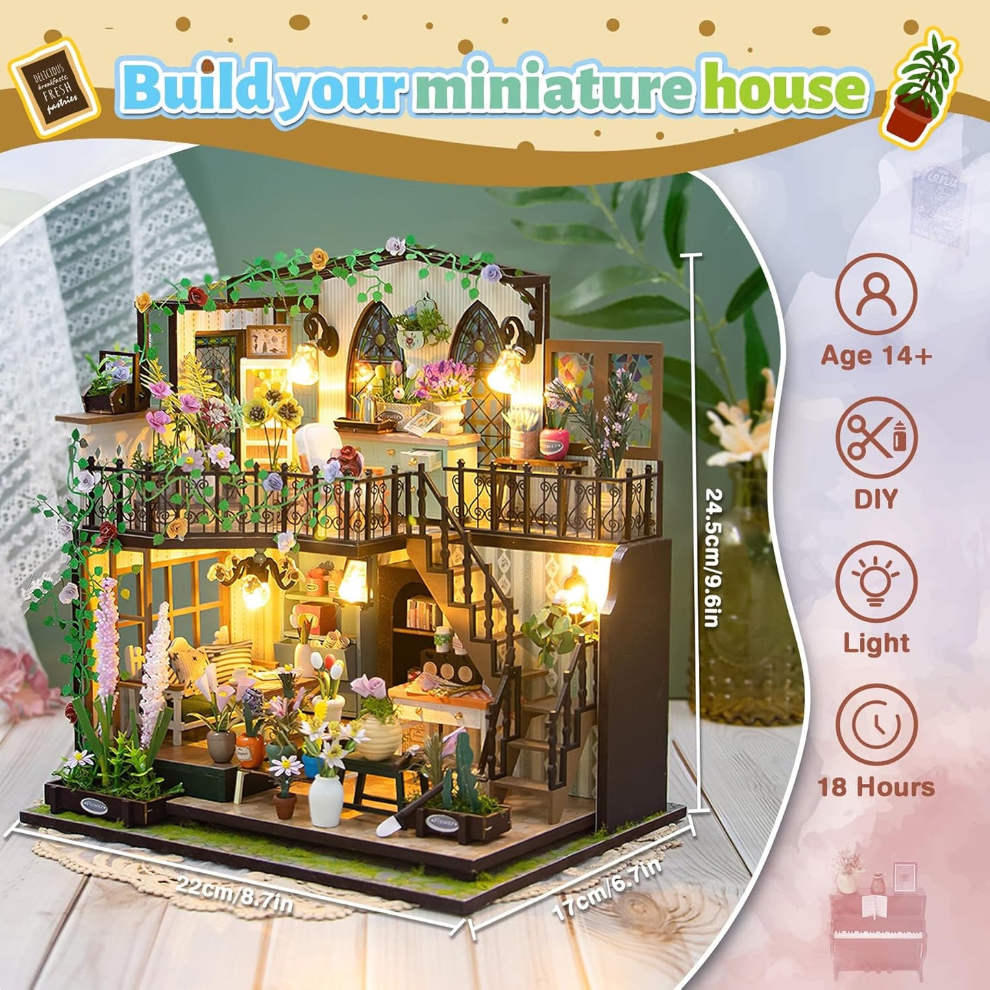 HYUKBI DIY Booknook Dollhouse Kit
