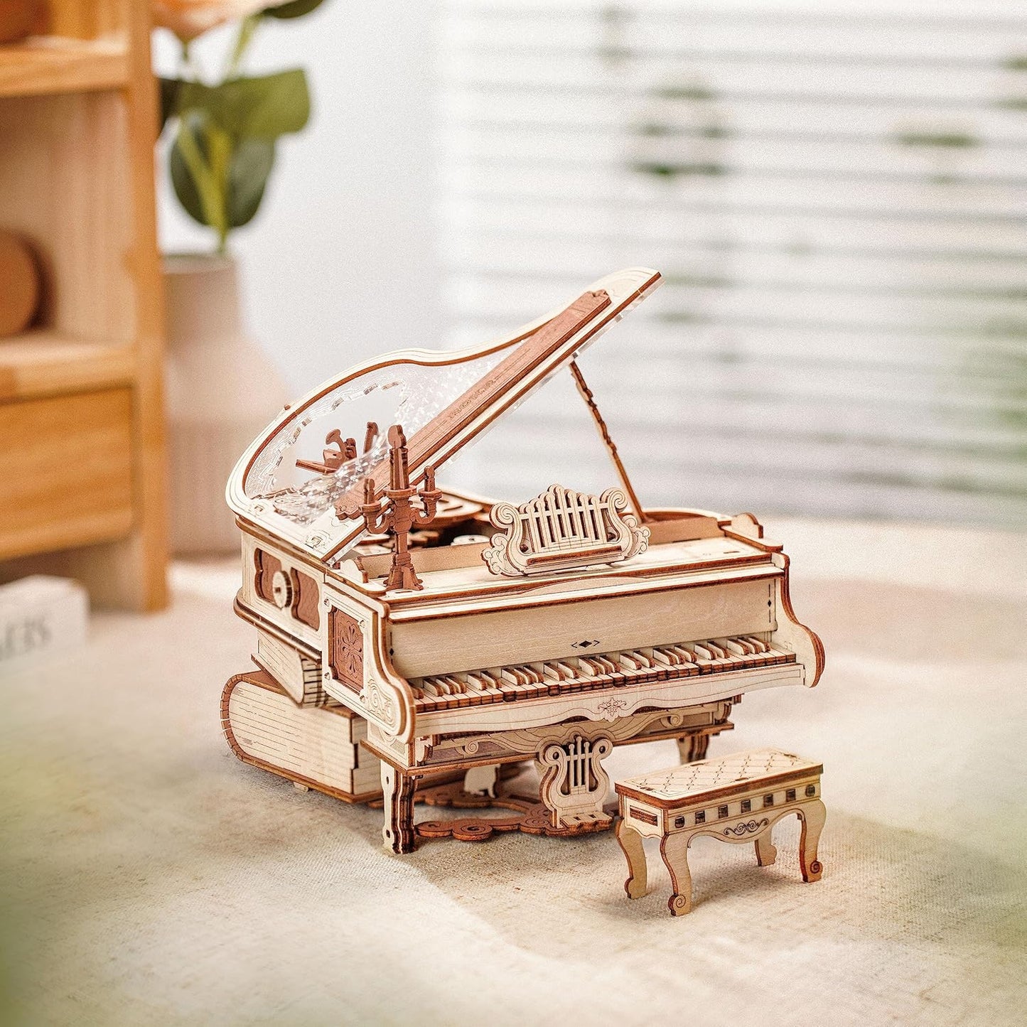 3D Wooden Puzzles- Piano Wooden Music Box Model Kit