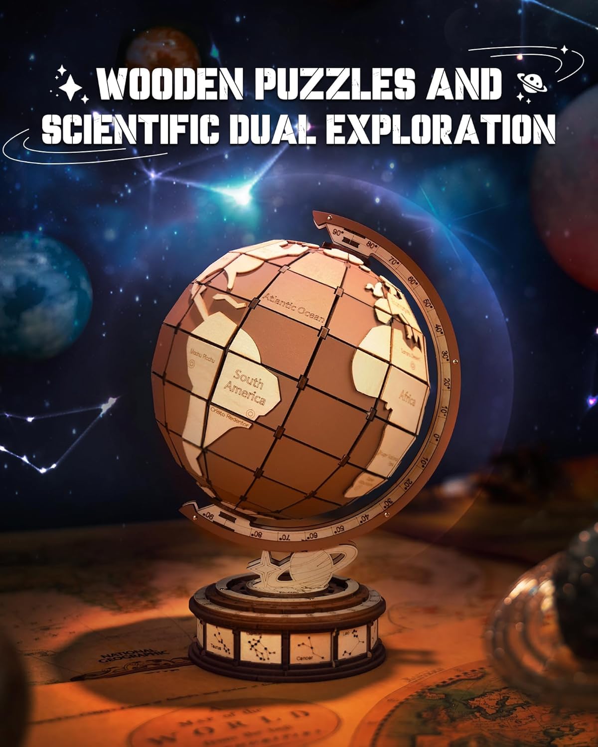 3D Wooden Puzzle - World Globe