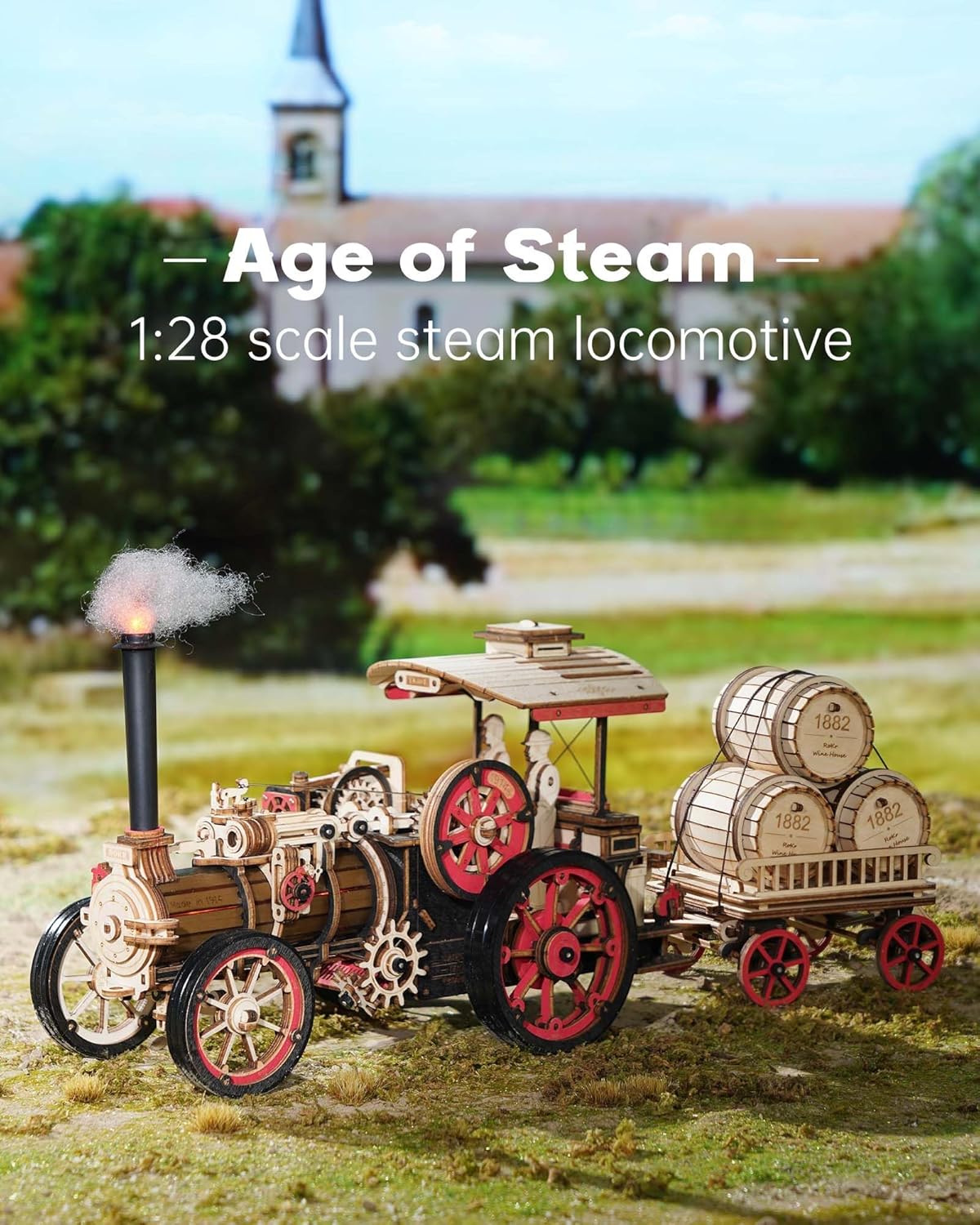 DIY 3D Wooden Assembly Puzzles- Electric Vintage Car Steam Engine Model Kits