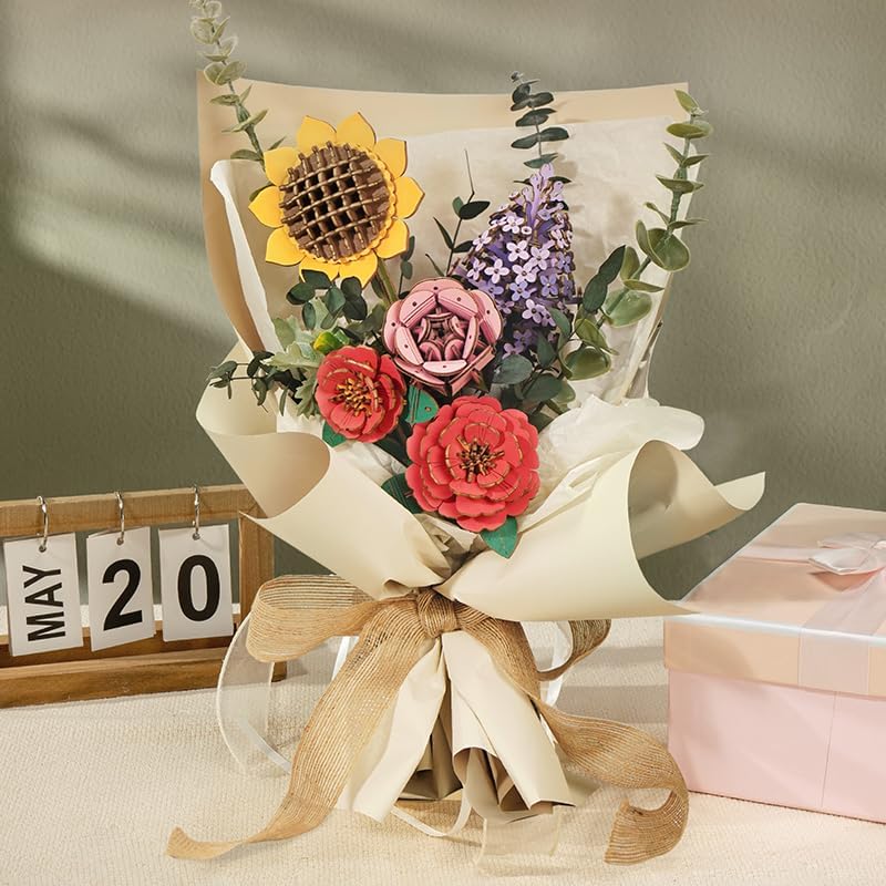 DIY 3D Wooden Puzzles - Flower Bouquet Building Kit Toy