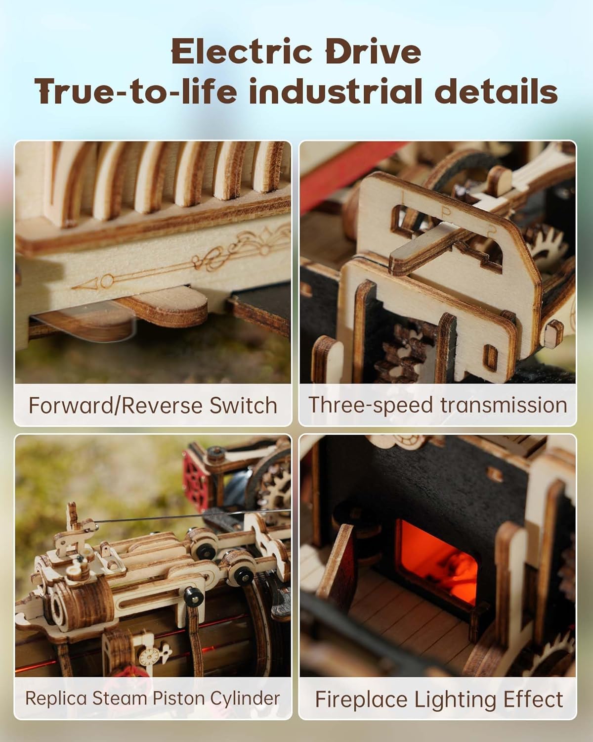 DIY 3D Wooden Assembly Puzzles- Electric Vintage Car Steam Engine Model Kits