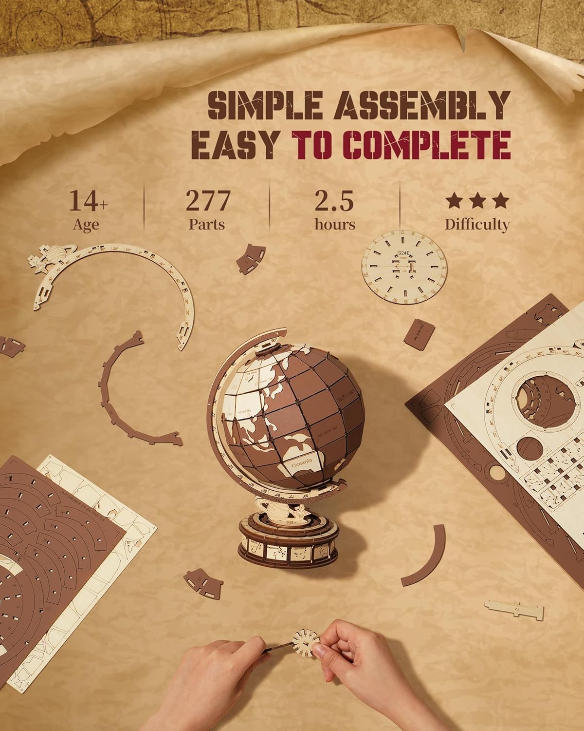 3D Wooden Puzzle - World Globe