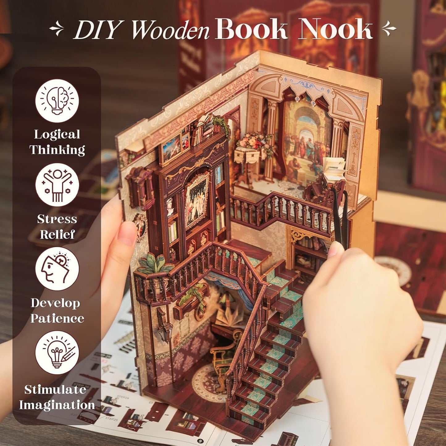 Rolife Cutebee HYUKBI DIY Booknook Dollhouse Kit 3D Wooden Puzzle