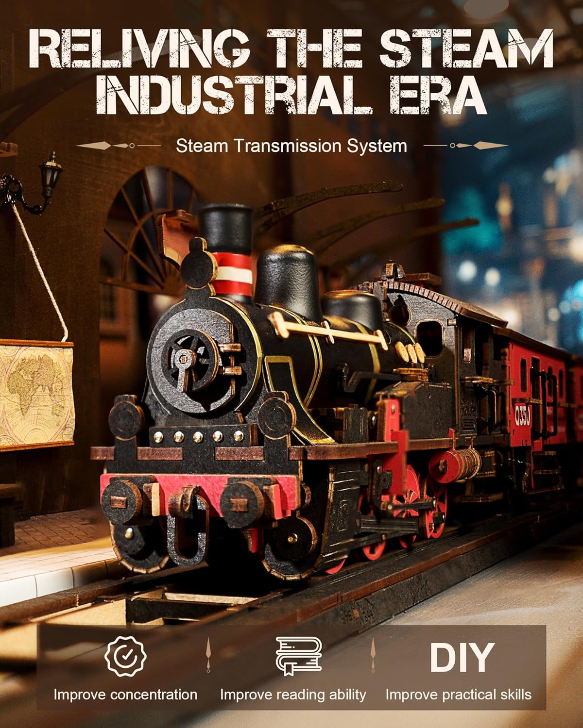3D Wooden Puzzle - Steam Train Sets
