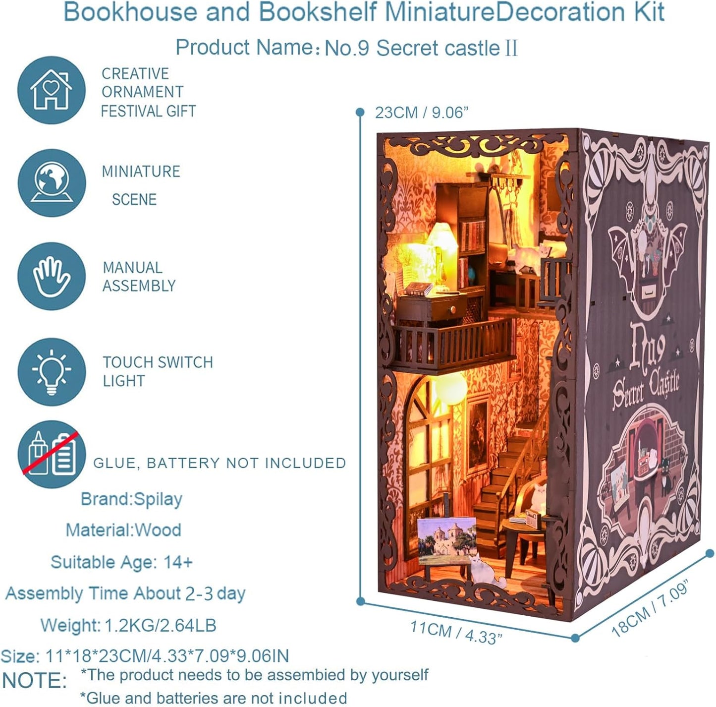 HYUKBI DIY Booknook Dollhouse Kit
