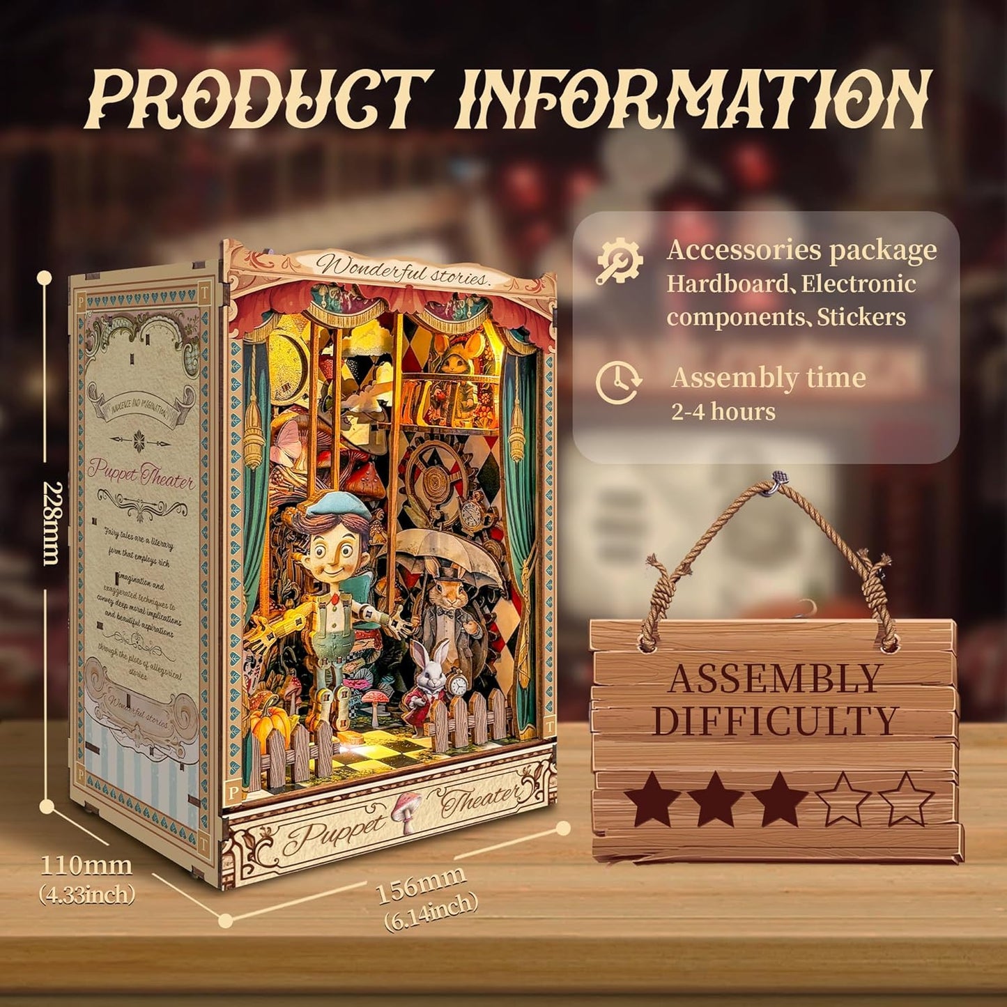 Rolife Cutebee HYUKBI DIY Booknook Dollhouse Kit 3D Wooden Puzzle