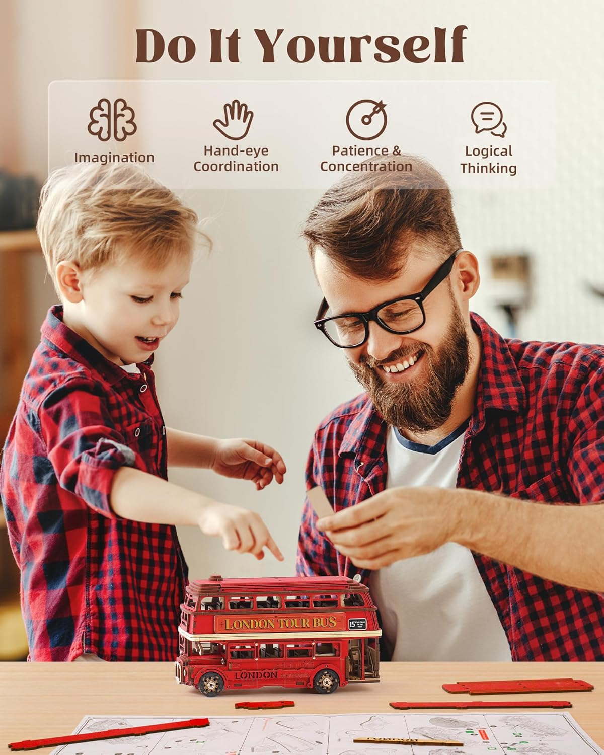 3D wooden puzzle building toy