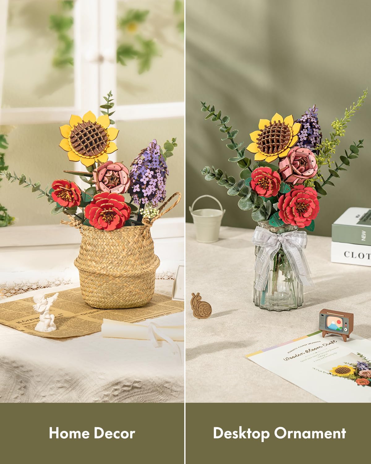 DIY 3D Wooden Puzzles - Flower Bouquet Building Kit Toy