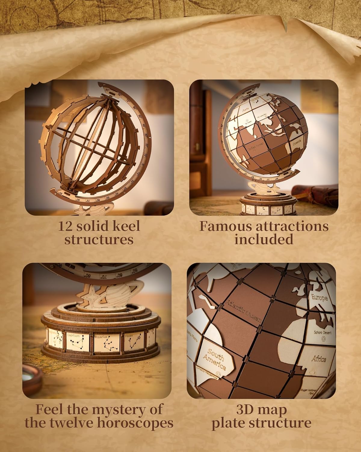 3D Wooden Puzzle - World Globe