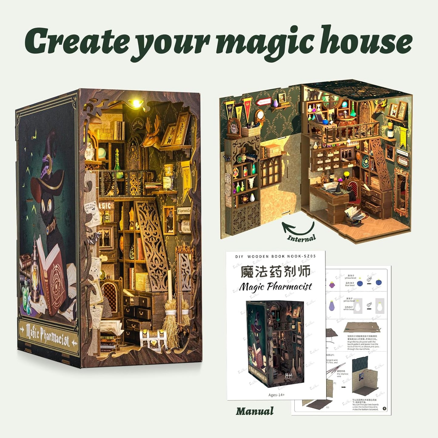 Rolife Cutebee HYUKBI DIY Booknook Dollhouse Kit 3D Wooden Puzzle