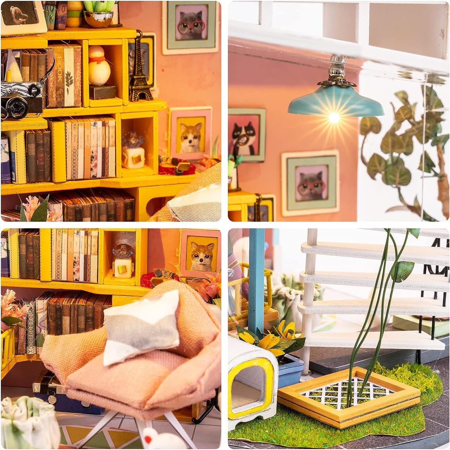 HYUKBI DIY Miniature House Kit with LED Light- Dora's Rooftop