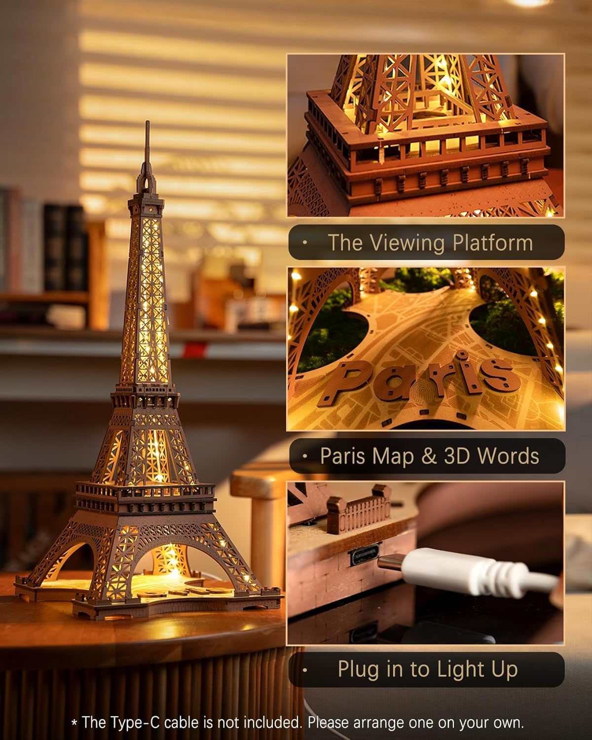 3D Wooden Puzzles - Large Eiffel Tower