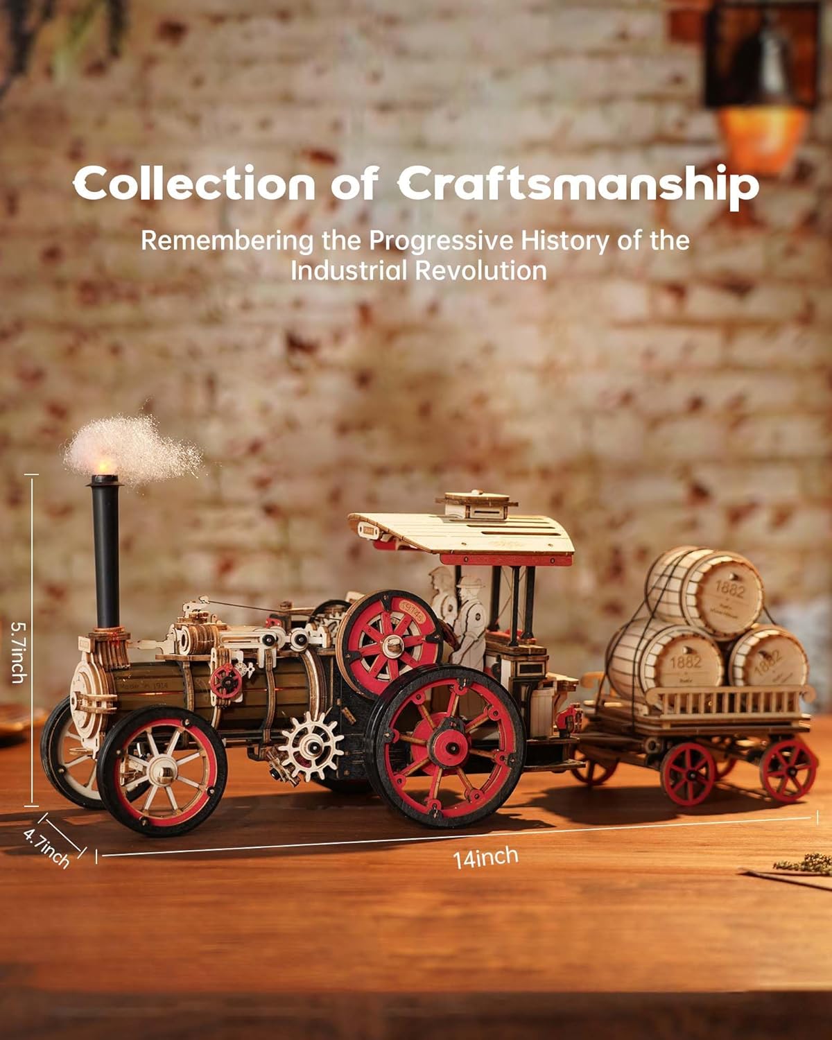 DIY 3D Wooden Assembly Puzzles- Electric Vintage Car Steam Engine Model Kits