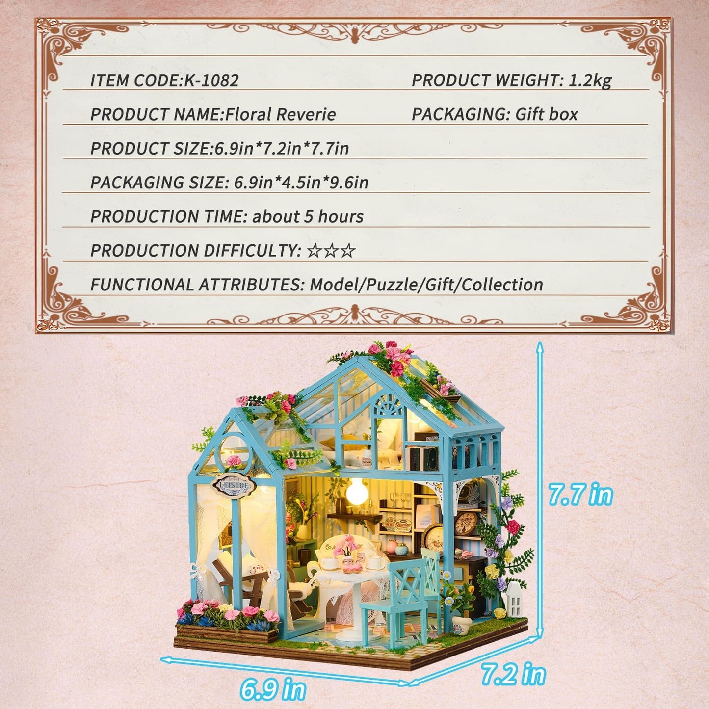 Rolife Cutebee HYUKBI DIY Booknook Dollhouse Kit 3D Wooden Puzzle