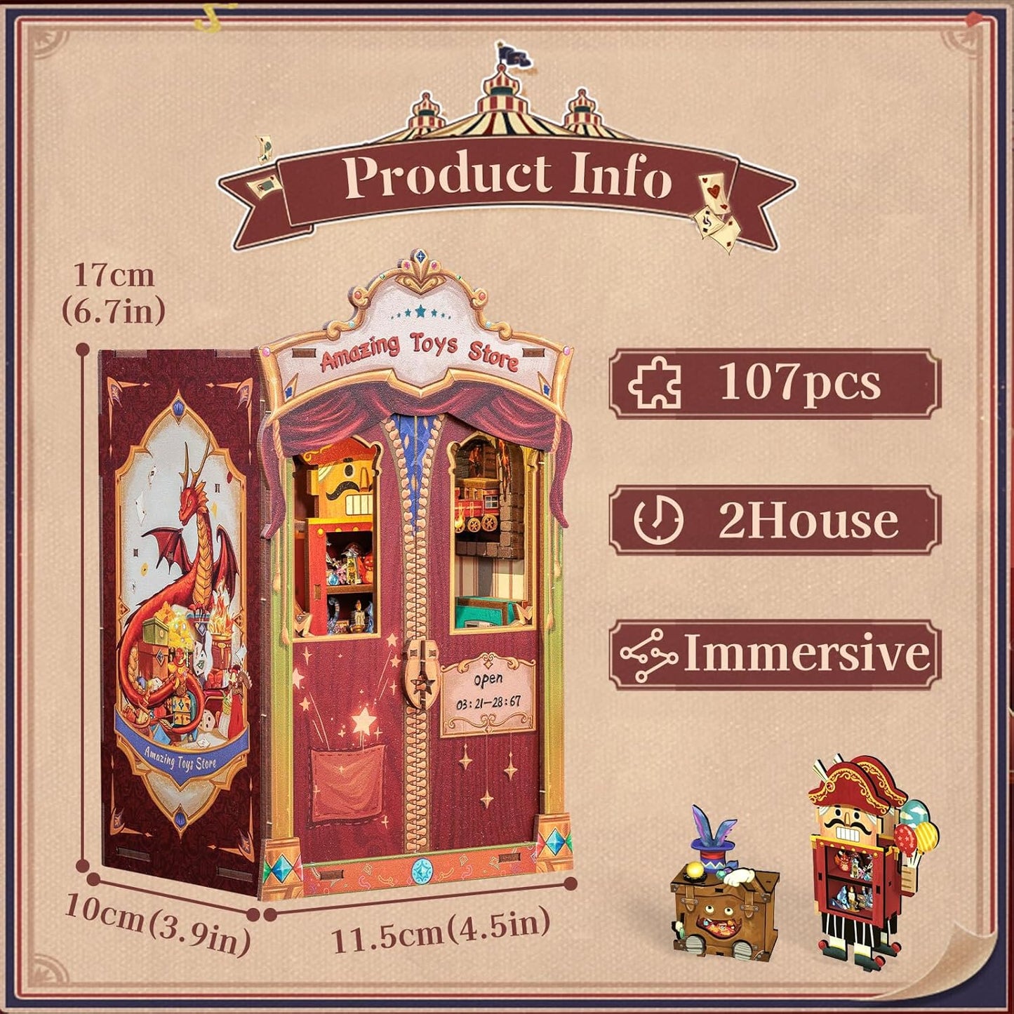 Rolife Cutebee HYUKBI DIY Booknook Dollhouse Kit 3D Wooden Puzzle