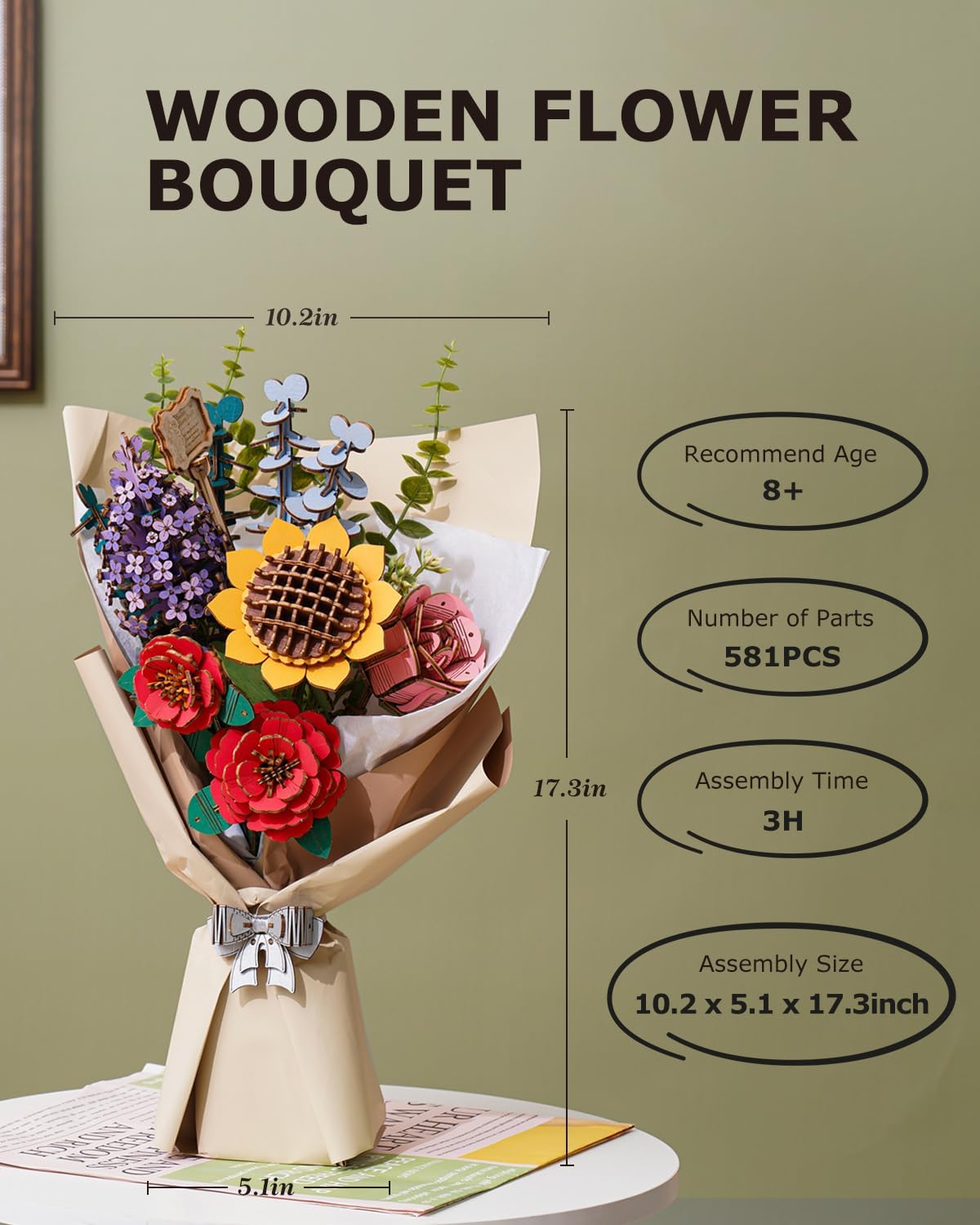DIY 3D Wooden Puzzles - Flower Bouquet Building Kit Toy