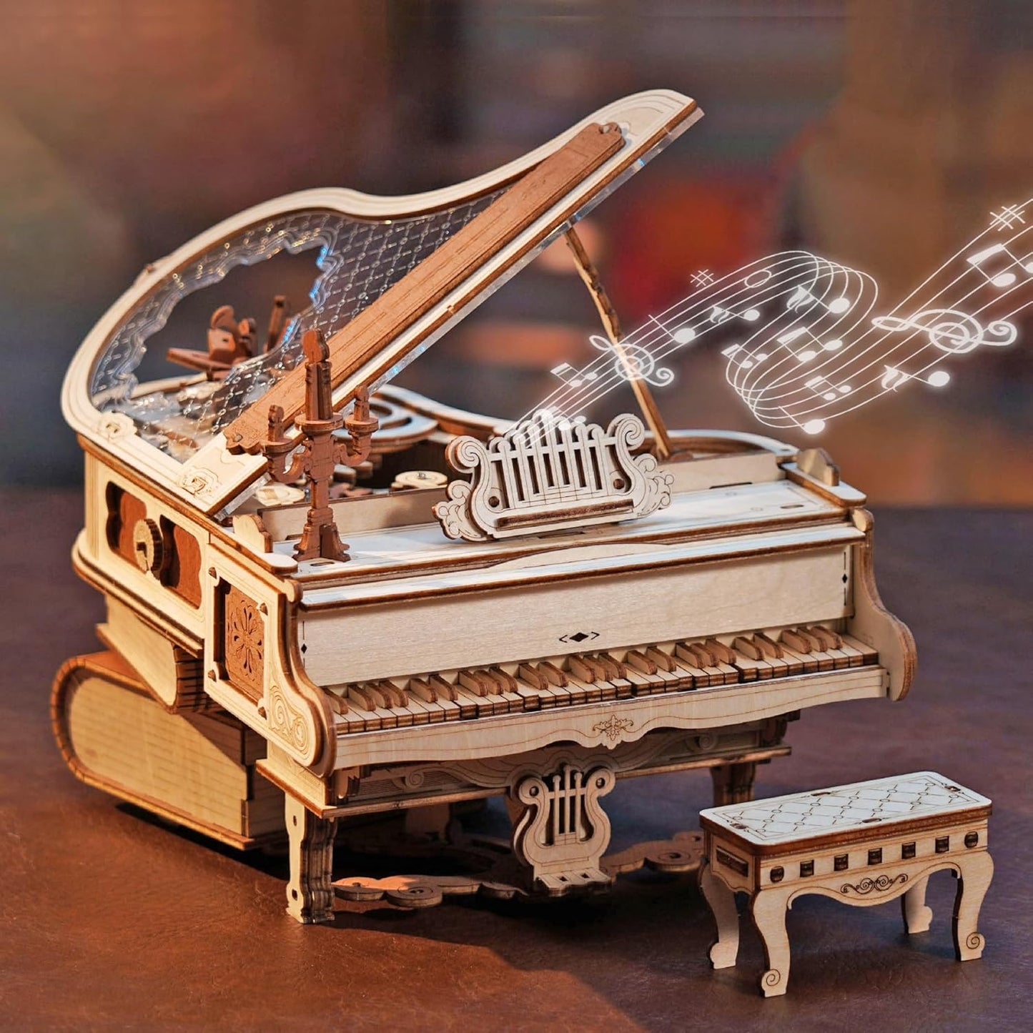 3D Wooden Puzzles- Piano Wooden Music Box Model Kit