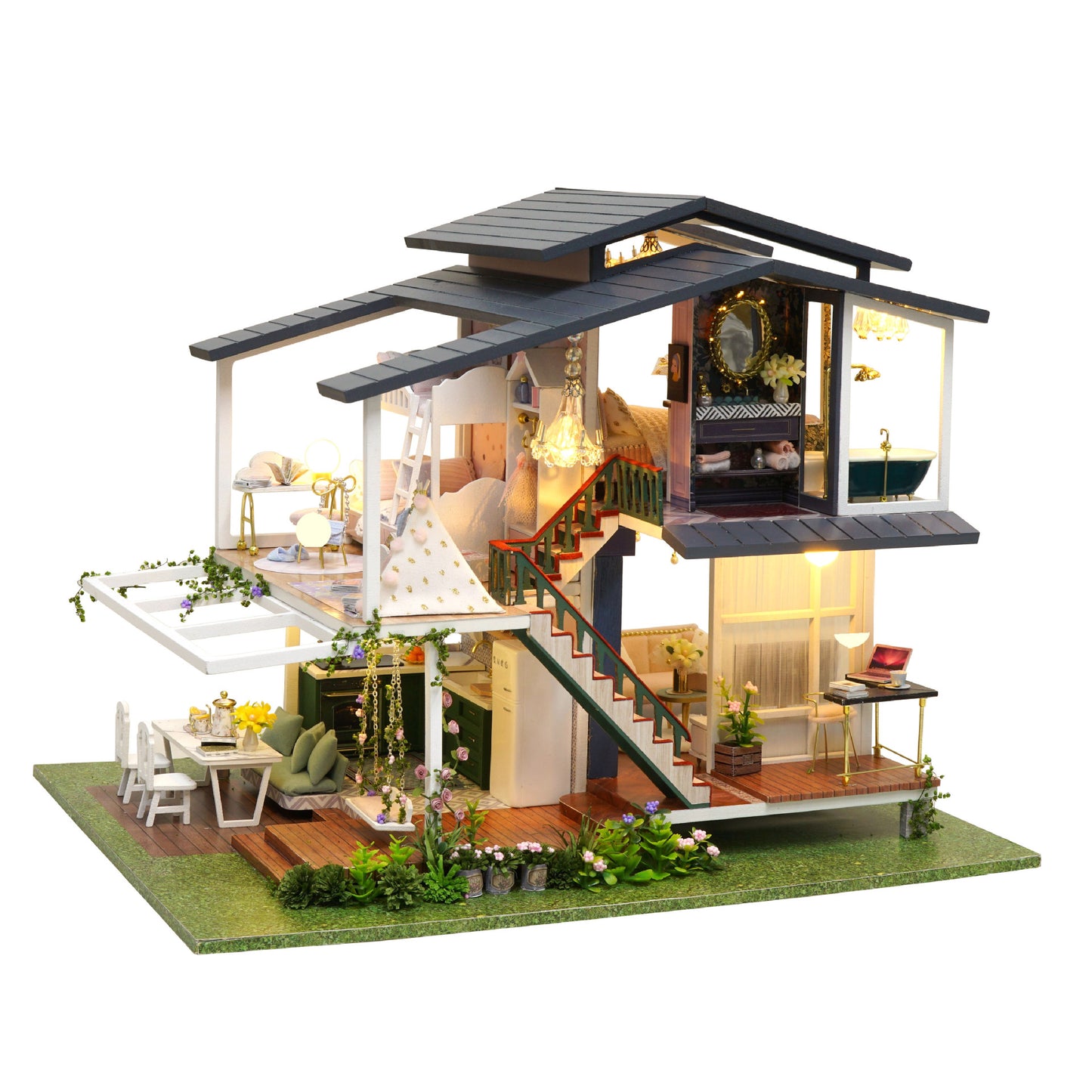HYUKBI DIY Miniature House Kit with LED Light