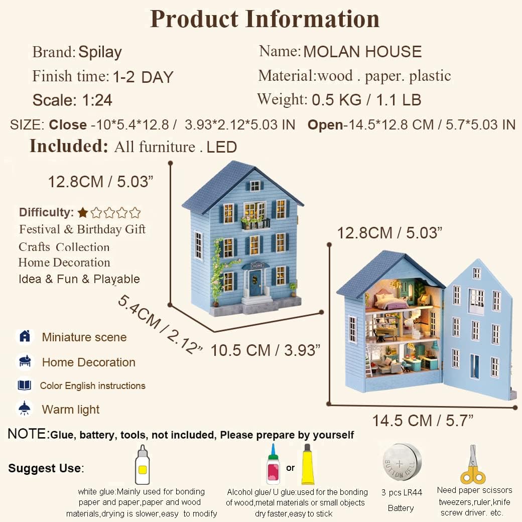 HYUKBI DIY Miniature House Kit with LED Light