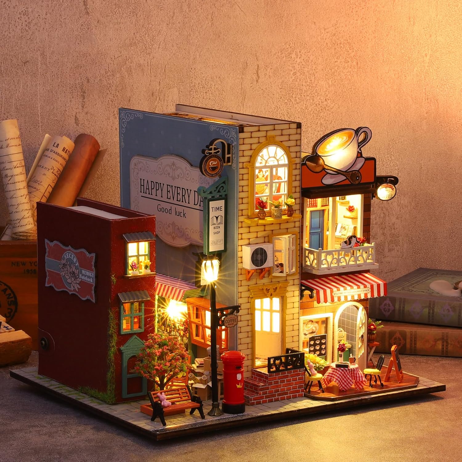 DIY Miniature Dollhouse
Rolife Cutebee HYUKBI DIY Booknook Dollhouse Kit 3D Wooden Puzzle 
Micro Building Blocks Set
Blindbox plush cute toy