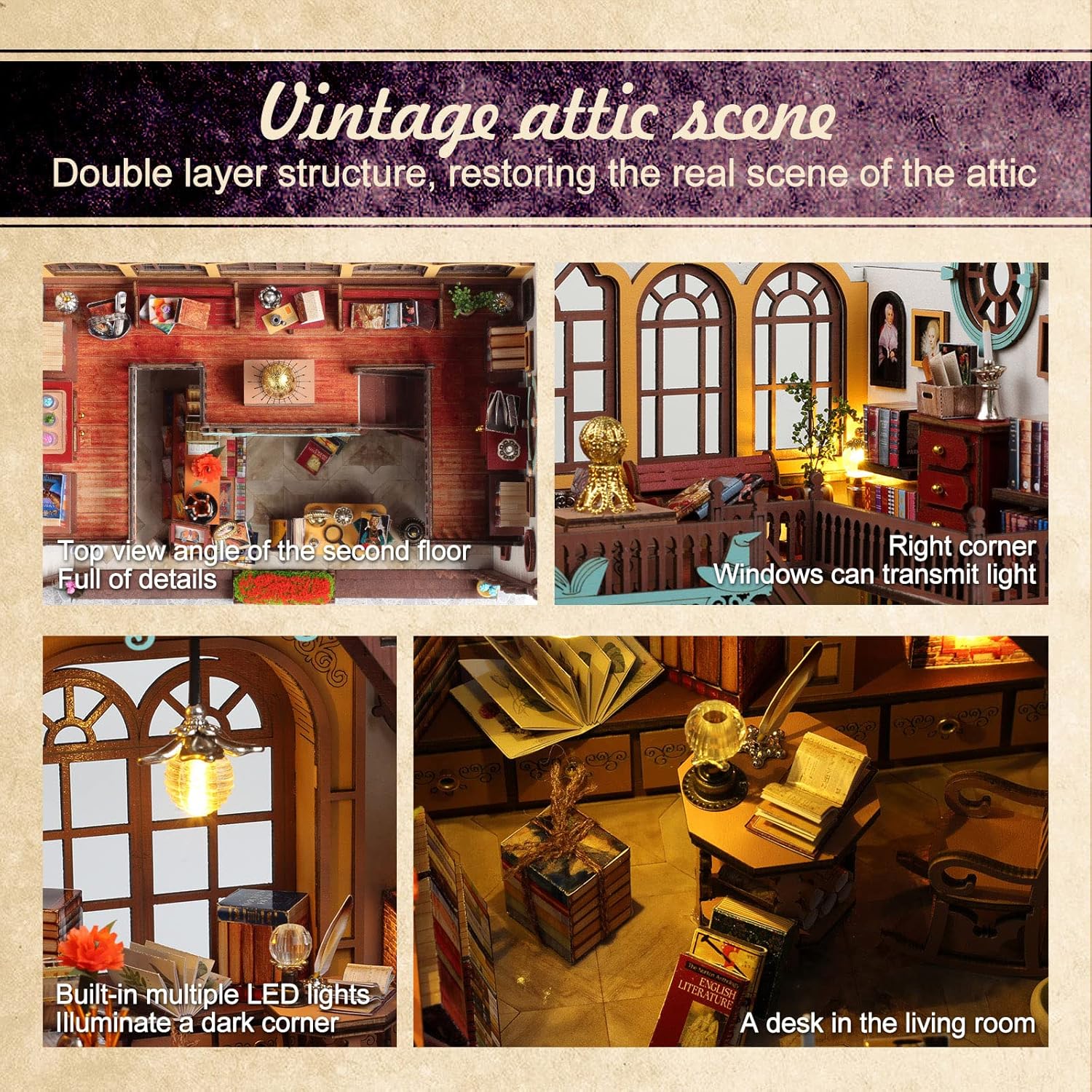 DIY Miniature Dollhouse Kit- Diorama Book Nook