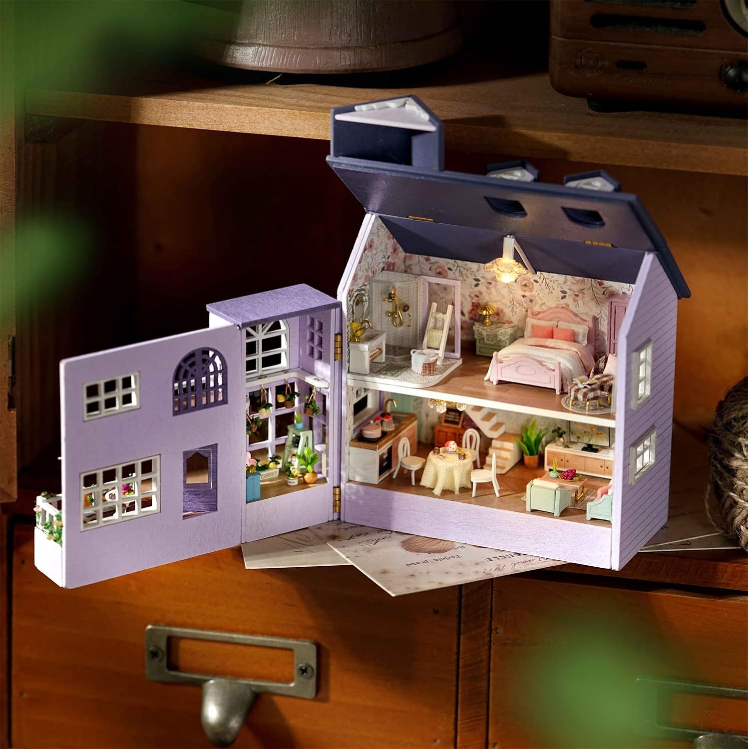 HYUKBI DIY Miniature House Kit with LED Light