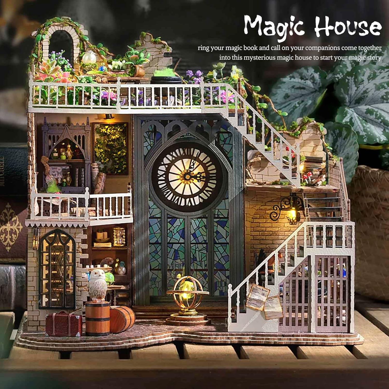 DIY Wooden Dollhouse Miniature Kit with LED-Magic House 