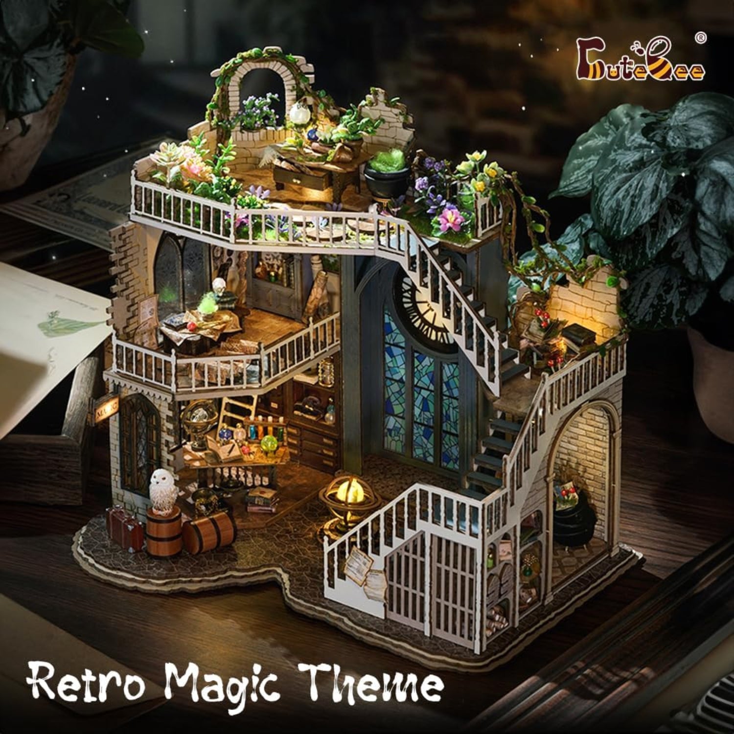 DIY Wooden Dollhouse Miniature Kit with LED-Magic House 