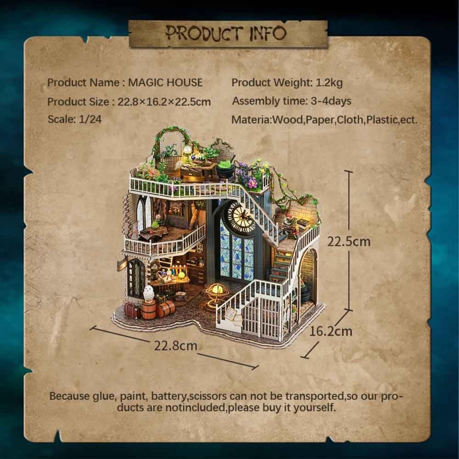 DIY Wooden Dollhouse Miniature Kit with LED-Magic House 