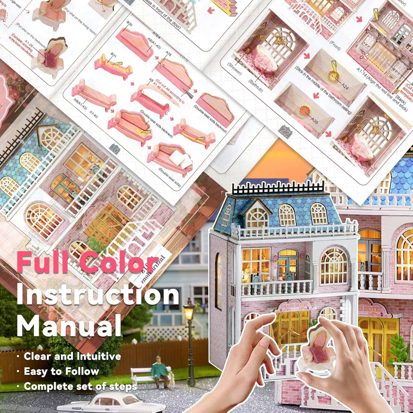 HYUKBI DIY Miniature House Kit with LED Light