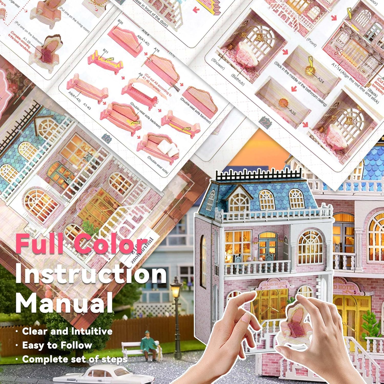 HYUKBI DIY Miniature House Kit with LED Light
