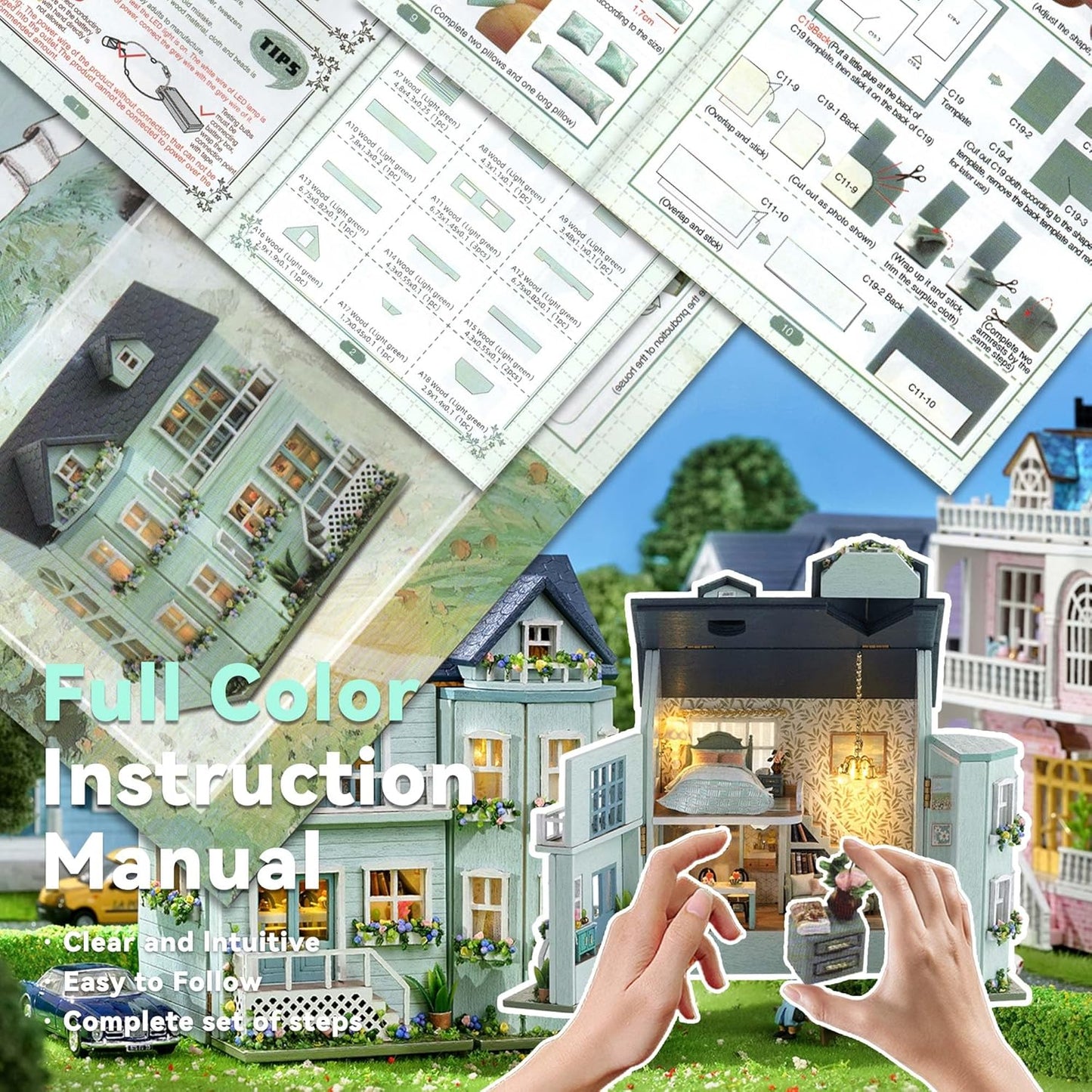 HYUKBI DIY Miniature House Kit with LED Light