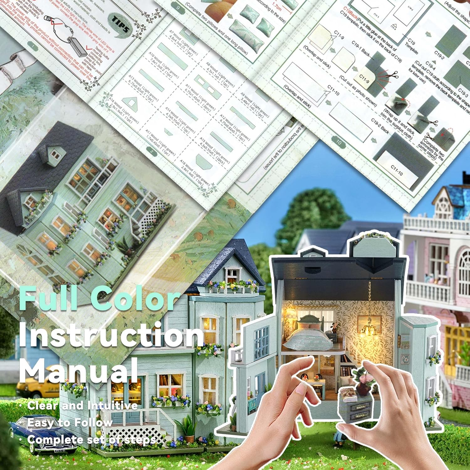 HYUKBI DIY Miniature House Kit with LED Light