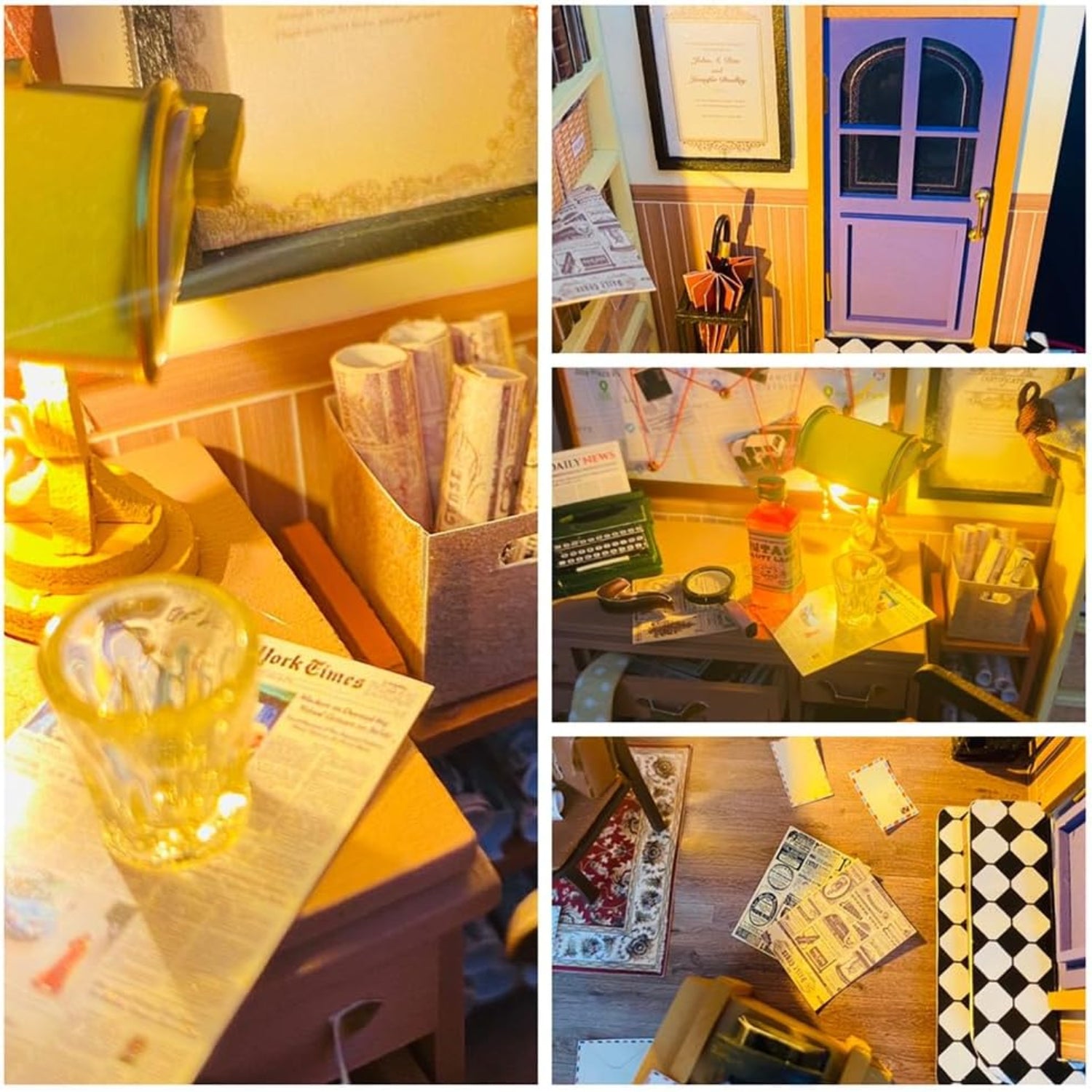 DIY Dollhouse Miniature Kit with LED-The Lodge Detective Agency