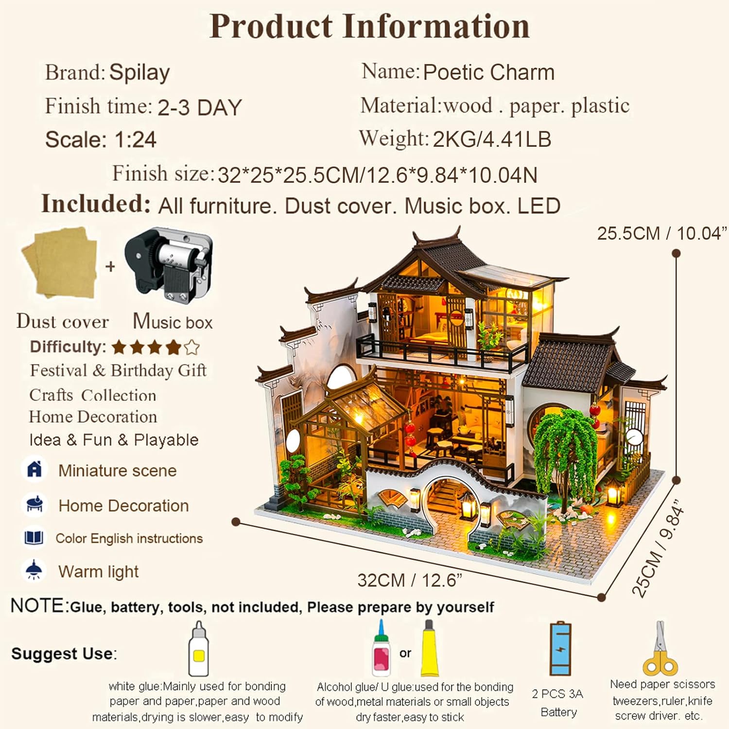 HYUKBI DIY Miniature House Kit with LED Light