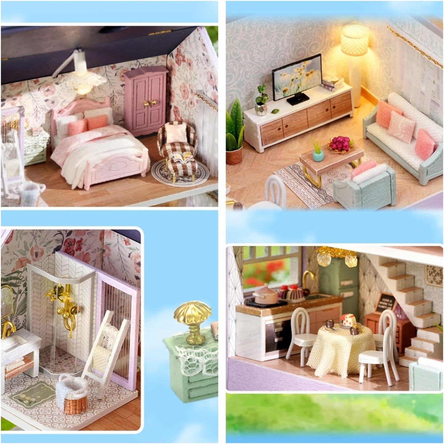 HYUKBI DIY Miniature House Kit with LED Light