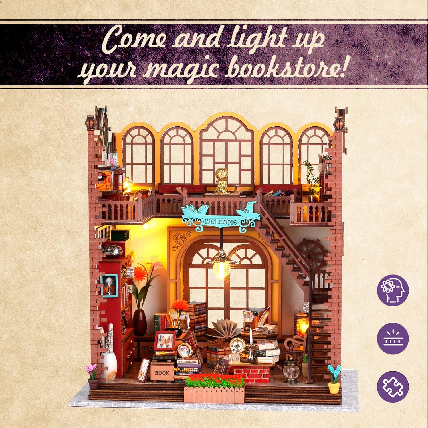 DIY Miniature Dollhouse Kit- Diorama Book Nook