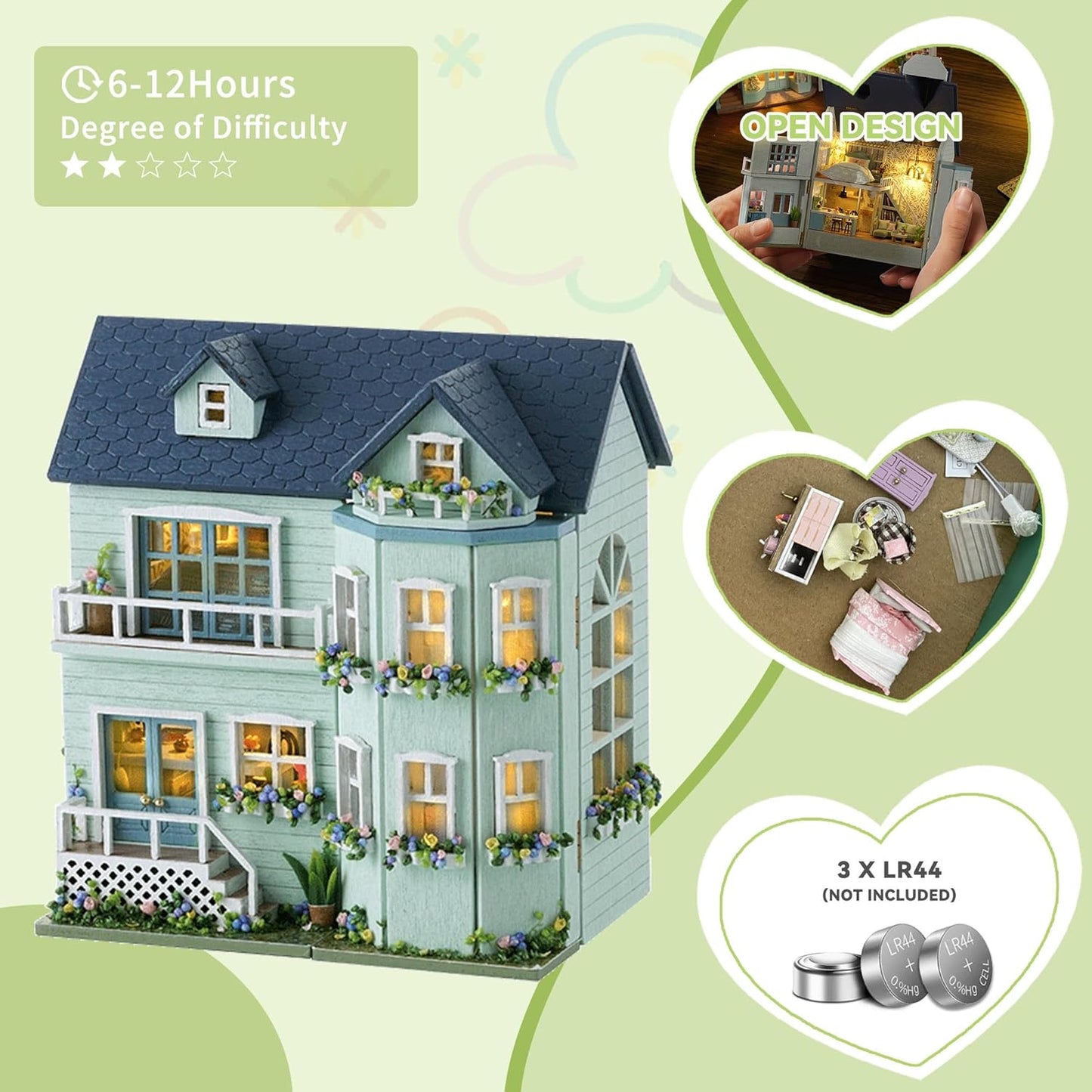 HYUKBI DIY Miniature House Kit with LED Light