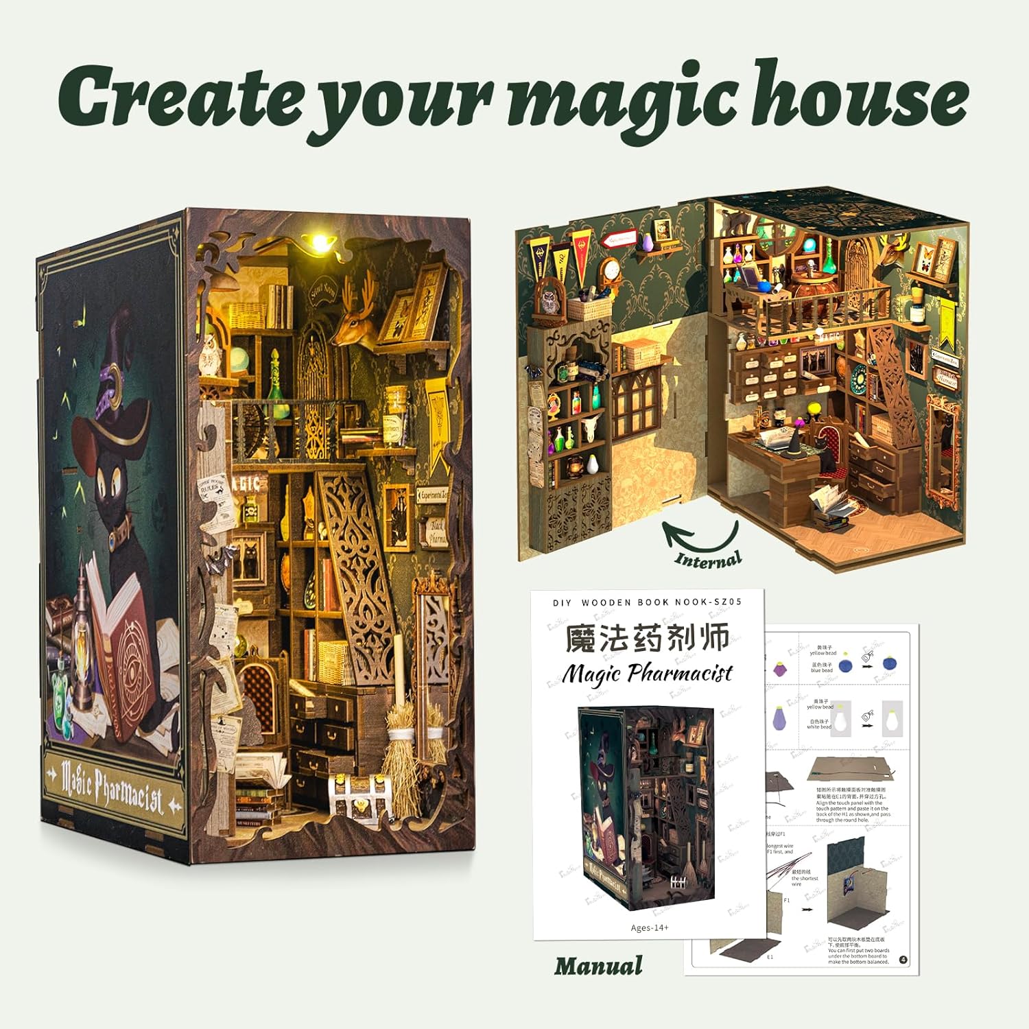 Rolife Cutebee HYUKBI DIY Booknook Dollhouse Kit 3D Wooden Puzzle 