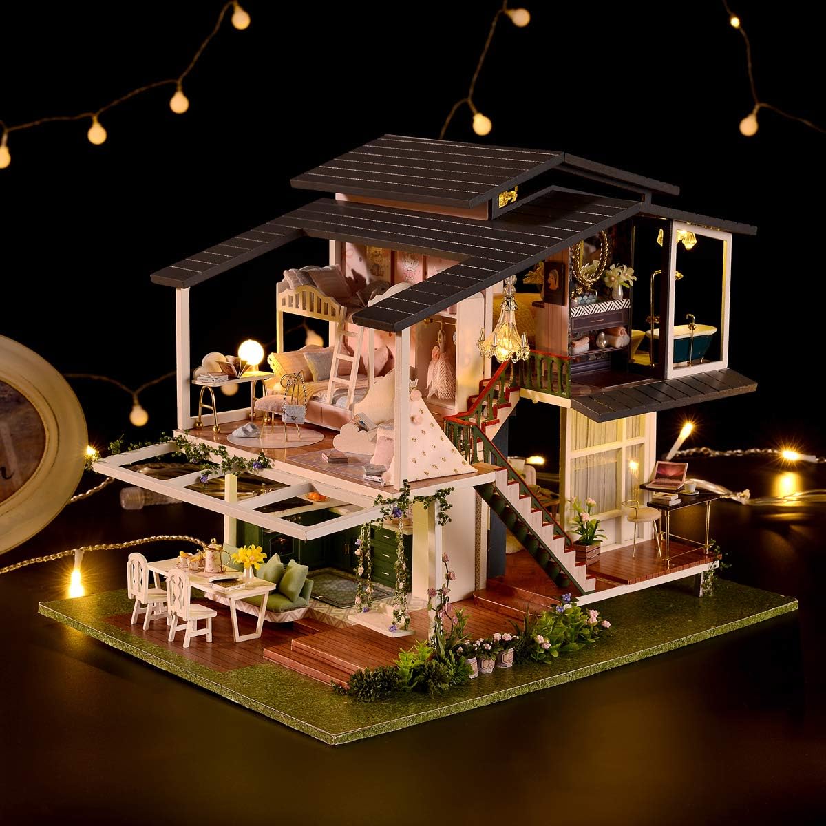 HYUKBI DIY Miniature House Kit with LED Light