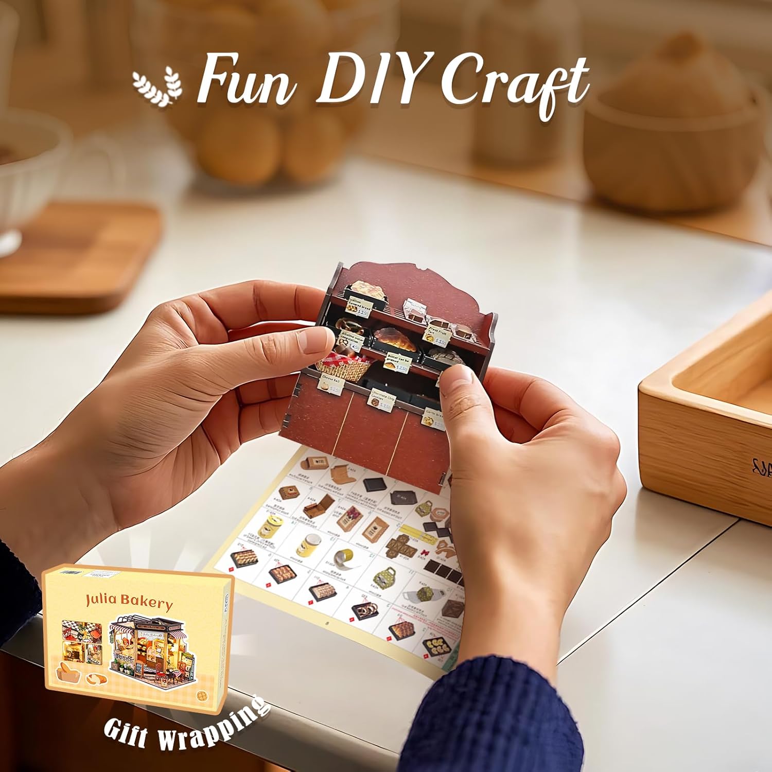 DIY Wooden Dollhouse Miniature Kit with LED Light 