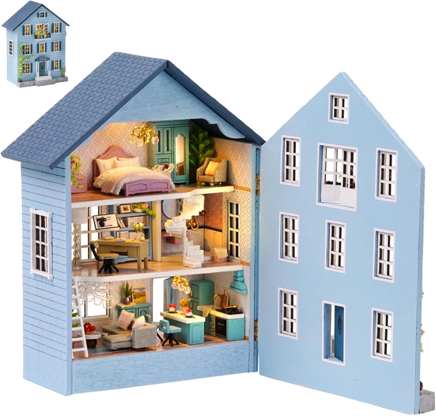 HYUKBI DIY Miniature House Kit with LED Light