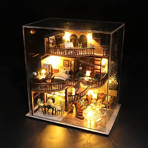 DIY Dollhouse Miniature Kit with Dust Proof Cover and Music Box